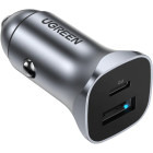 Incarcator auto Ugreen CD130, 1x USB-C, 1x USB, 18 W, Grey