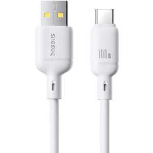 Baseus Silky, USB Male la USB-C Male, 100 W, 2 m, White