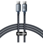 Cablu de date / adaptor Baseus Crystal Shine, USB-C Male la USB-C Male, 100 W, 1.2 m, Black