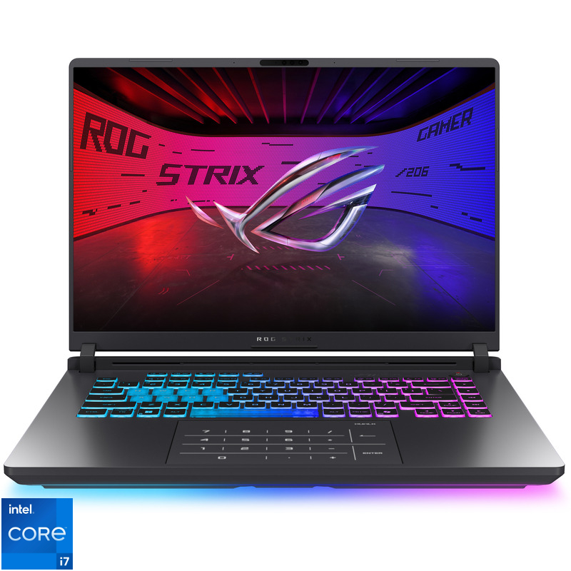 Laptop ASUS Gaming 16'' ROG Strix G16 G615JHR, FHD+ 165Hz, Procesor Intel® Core™ i7 14650HX (30M Cache, up to 5.20 GHz), 32GB DDR5, 512GB SSD, GeForce RTX 5050 8GB, No OS, Eclipse Gray