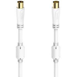 Cablu video Hama Coaxial Male - Coaxial Female, 0.75 m, Alb