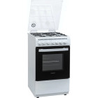 Aragaz Heinner HFSC-V60LITGC-WH, Mixt, 4 arzatoare gaz, Dispozitiv de siguranta, Aprindere electrica, Cuptor electric, Timer, Grill, Clasa A, 50 cm, Alb