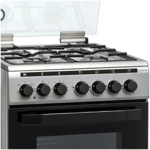 Heinner HFSC-V60LITGC-SS, Mixt, 4 arzatoare gaz, Dispozitiv de siguranta, Aprindere electrica, Cuptor electric, Timer, Grill, Clasa A, 50 cm, Inox