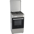 Aragaz Heinner HFSC-V50SL, 4 arzatoare, Gaz, Dispozitiv de siguranta, 50 cm, Argintiu