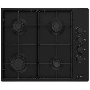 Plita incorporabila Arctic ARAGN64124SB, Gaz, 4 arzatoare, Aprindere electrica, Safety Plus, 60 cm, Negru