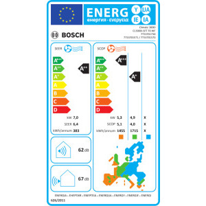 Bosch Climate 3000i, 24000 BTU, Clasa A++/A+, Wi-Fi Ready, Inverter, i-Clean