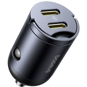 Incarcator auto Baseus C00035001121-03, 2x USB-C, 30 W, Black