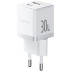 Incarcator retea Baseus Palm, 1x USB-C, 1x USB, Quick Charge 30 W, White