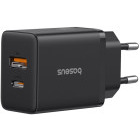 Incarcator retea Baseus Cube, 1x USB-C, 1x USB, Quick Charge 20 W, Black