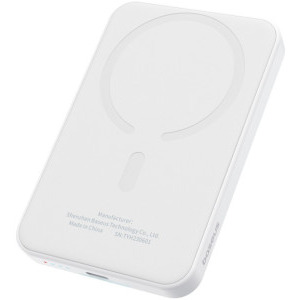 Baterie externa Baseus Magnetic Mini Wireless, 5000 mAh, 1x USB-C, 20 W, MagSafe, White