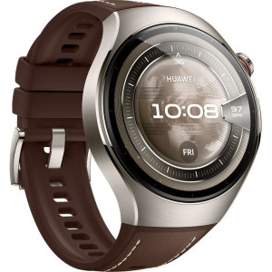 Huawei Watch 5, 46mm Aerospace-Grade Titanium, curea Dark Brown