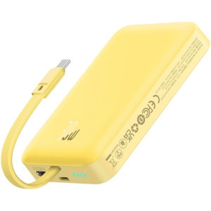 Baseus Magnetic Mini Wireless, 10000 mAh, 2x USB-C, 30 W, MagSafe, Cablu USB-C integrat, Yellow