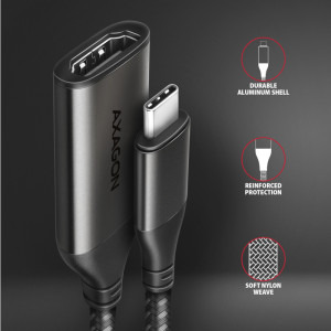 AXAGON 1x USB Tip C Male - 1x HDMI 2.1a Female, 0.25 m, negru-gri
