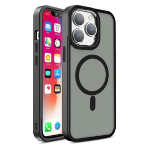 Lemontti Capac protectie spate Color Matte MagSafe Black pentru iPhone 15 Pro Max