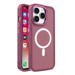 Lemontti Capac protectie spate Color Matte MagSafe Dark Red iPhone 15 Pro Max