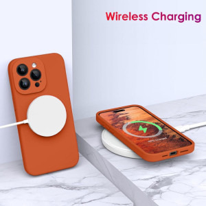 Lemontti Capac protectie spate Liquid Silicon MagCharge Orange pentru iPhone 15 Pro Max