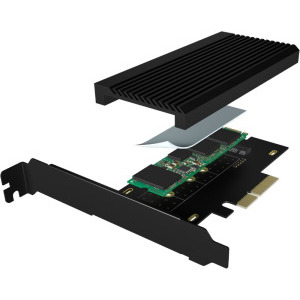 Icy Box IB-PCI208-HS 1x PCI-E x4 Male - 1x M.2 PCI-E SSD, negru