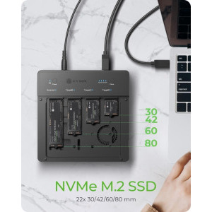 Icy Box IB-4013MCL-C4 1:3 KlonStation 4x M.2 NVMe USB4 Black