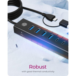 Icy Box IB-HUB1737-C3 7-Port USB 3.2 Gen 1 Hub Black