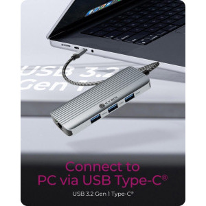 Icy Box Docking Station IB-DK4034a-CPD, USB-C, 6-in-1, incarcare 100W, redare 4K, Gigabit LAN