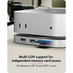 Icy Box Docking Station IB-DK100, USB-C, 7-in-1, M.2 NVMe slot, 4K HDMI, 3x USB, SD/microSD, Silver