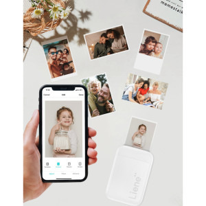 Liene Pearl K100 White, Termica, Color, 50 x 76 mm, Bluetooth + 50 coli hartie foto ZINK