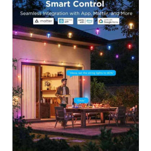 Govee Ghirlanda LED RGB Smart H7025CB1, 24, 1200 lumeni, IP67, Wi-Fi, Bluetooth, 15 m
