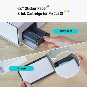 Liene Sticker Paper 101.6 x 177.8 mm (4 x 7 inch) 72 coli + 2x Cartus ribbon pentru PixCut S1