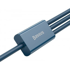 Baseus 3-In-1, Superior Series, CAMLTYS-03, USB Male la microUSB, USB-C, Lightning Male, 1.2 m, Blue, amperaj maxim suportat 3.5A