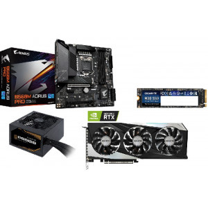 GIGABYTE GeForce RTX 3060 Ti GAMING OC LHR 8GB GDDR6 256-bit + GIGABYTE B560M AORUS PRO + GIGABYTE M30 512GB PCI Express 3.0 x4 + GIGABYTE P650B, 80+ Bronze, 650W