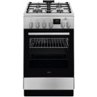 Aragaz AEG CKB56490BM, Mixt, 4 arzatoare, Aprindere integrata, Sistem de siguranta, SteamBake, AirFry, Grill, Timer, Gratare fonta, Clasa A, 50 cm, Inox