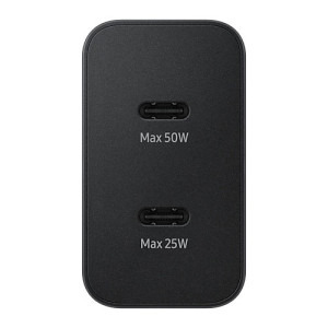 Samsung Super Fast Charger Duo 50W, 2 x USB Type-C, cablu USB-C (5A) inclus, Negru