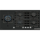 Plita incorporabila Bosch PPM9A6I40, Gaz, 5 zone de gatit, FlameSelect, Aprindere electrica integrata, Sistem de siguranta, Gratar fonta, Wok, 90 cm, Negru