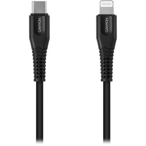 Canyon USB Male la Lightning Male, MFi, 1.2 m, Black
