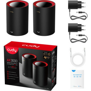 CUDY 2.5Gigabit M3000 AX3000 Dual-Band WiFi 6 Black 2buc