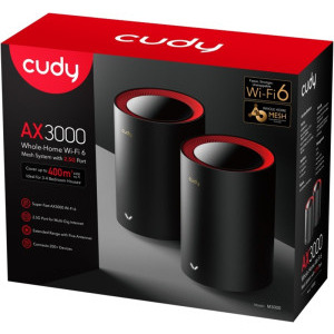 CUDY 2.5Gigabit M3000 AX3000 Dual-Band WiFi 6 Black 2buc