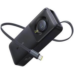 Baterie externa Baseus Free2Pull, 20000 mAh, 1x USB-C, 65 W, Display, Cablu USB-C integrat, Black