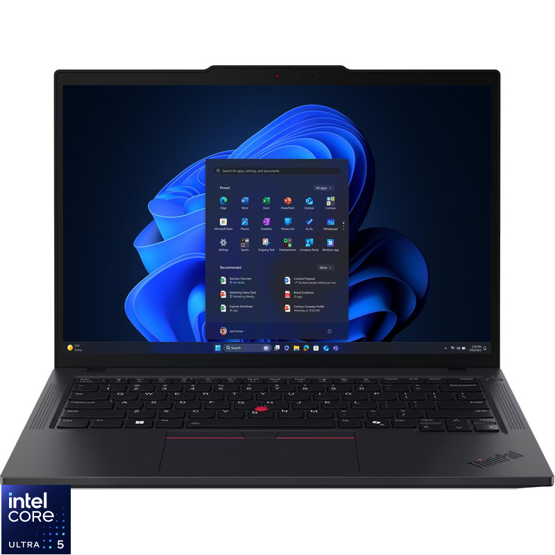Laptop Lenovo 14'' ThinkPad T14 Gen 6, WUXGA IPS, Procesor Intel® Core™ Ultra 5 225U (12M Cache, up to 4.80 GHz), 32GB DDR5, 512GB SSD, Intel Graphics, Win 11 Pro, Black