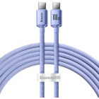 Cablu de date / adaptor Baseus Crystal Shine, USB-C Male la USB-C Male, 100 W, 1.2 m, Purple