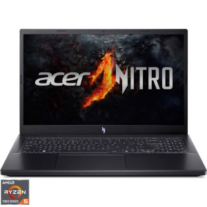 Laptop Acer Gaming 15.6 Nitro V 15 ANV15-41, FHD IPS 165Hz, Procesor AMD Ryzen™ 5 7535HS (16M Cache, up to 4.55 GHz), 16GB DDR5, 512GB SSD, GeForce RTX 3050 6GB, No OS, Obsidian Black