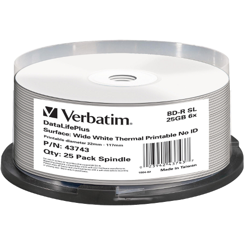 Mediu stocare Verbatim BD-R 25GB 6x cake box 25 buc Wide White Thermal Printable