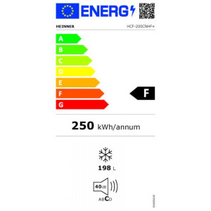 Heinner HCF-200CNHF+, 198 L, Control electronic, Sistem convertibil racire / congelare, Clasa F, Alb