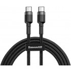Cablu de date / adaptor Baseus Cafule CATKLF-GG1, USB-C Male la USB-C Male, Quick Charge 3.0, 1 m, Black, amperaj maxim suportat 3A
