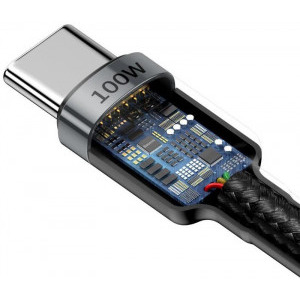 Baseus Cafule CATKLF-ALG1, USB-C Male la USB-C Male, Quick Charge 3.0, 2 m, Black, amperaj maxim suportat 5A, 100W