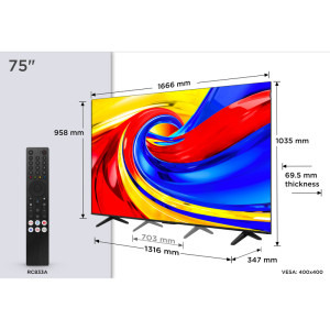 TCL Smart TV QLED 75P7L Seria P7L 189cm negru 4K UHD HDR