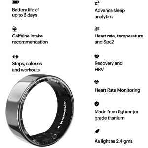 Ultrahuman Ring AIR, Raw Titanium 14
