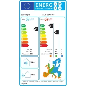 Star-Light ACT-12XPWF, 12000 BTU, Clasa A++/A+, Wi-Fi, Inverter, 3D Air Flow, AI