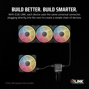 Corsair iCUE Link LX140-R RGB Dual Pack Reversed Starter Kit 140mm Black