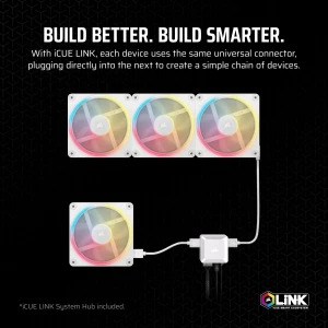 Corsair iCUE Link LX120-R RGB Starter Kit Reversed 120mm Three Fan Pack White