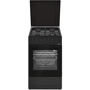 Aragaz Heinner HFSC-S60LITGC-BK, 4 arzatoare, Mixt, Dispozitiv de siguranta, Grill, 50 cm, Negru